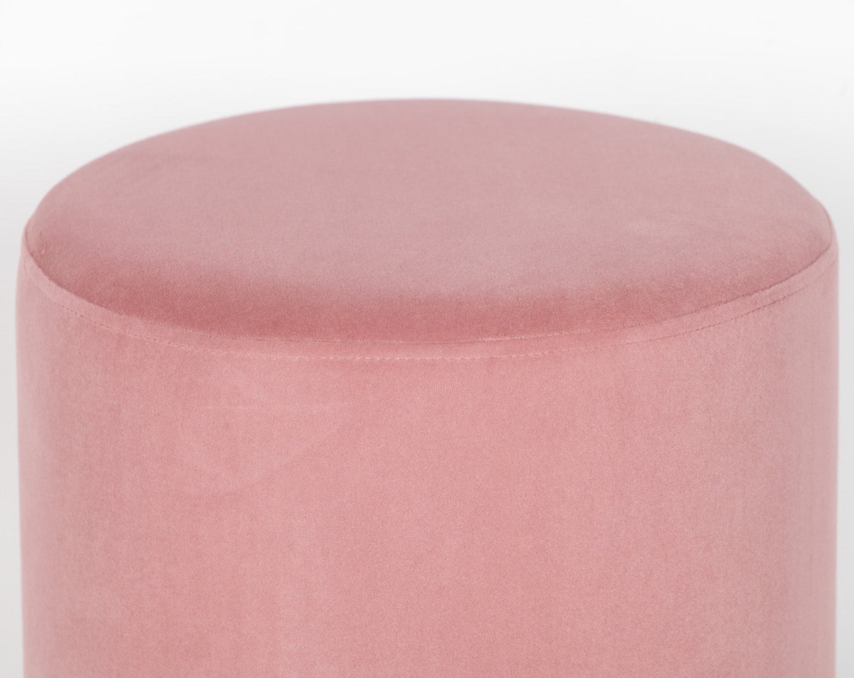 Pink Velvet Round Stool with Gold Base Stools CasaFenix