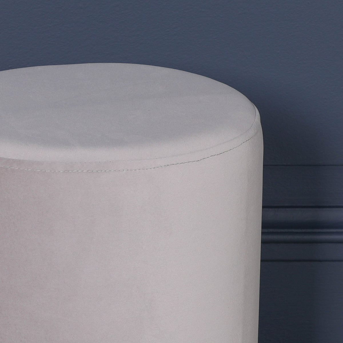 Light Grey Velvet Round Stool with Gold Base Stools CasaFenix