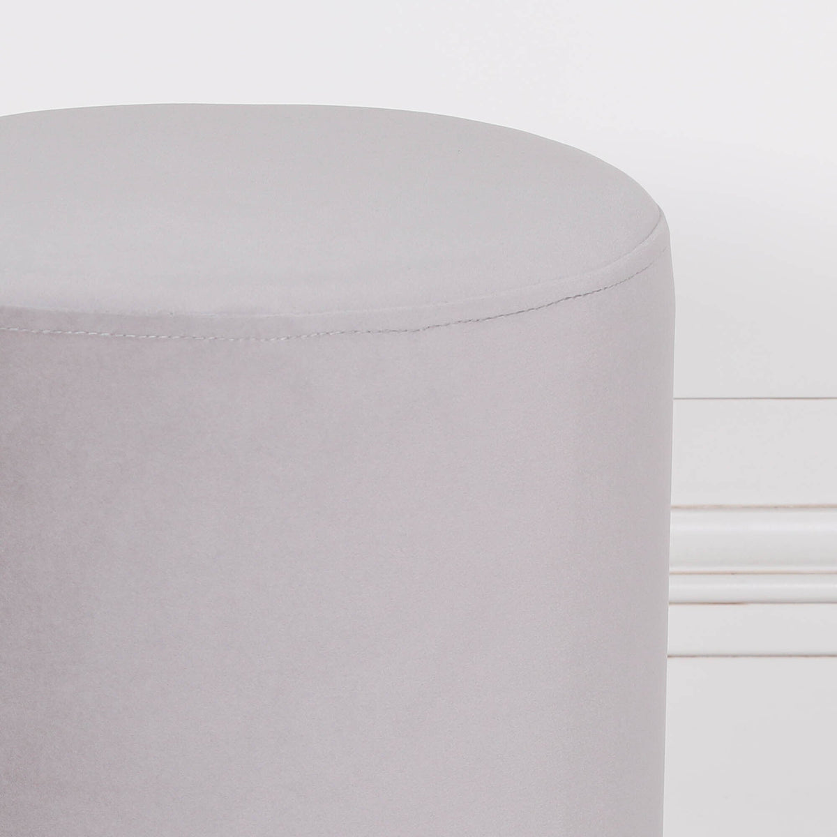 Light Grey Velvet Round Stool with Gold Base Stools CasaFenix