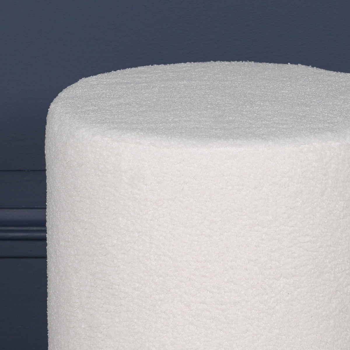 White Boucle Round Stool with Gold Base stool CasaFenix
