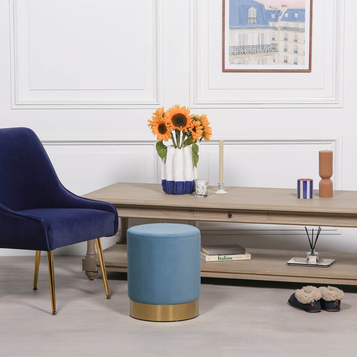 Ocean Blue Round Stool stool CasaFenix