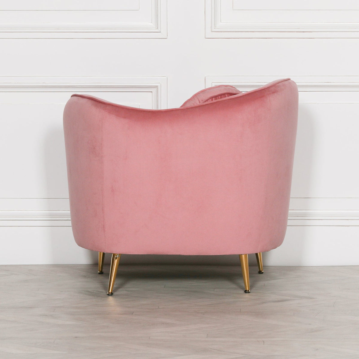 Pink Velvet Armchair with Gold Legs & Matching Cushion Chair CasaFenix
