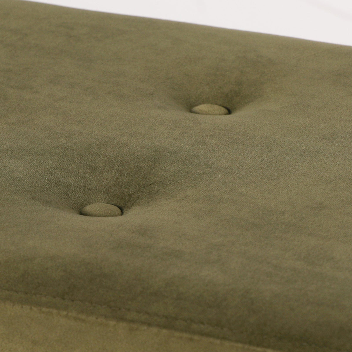 Olive Green Velvet Ottoman Bench with Button Detail & Gold-Finish Legs Stools CasaFenix