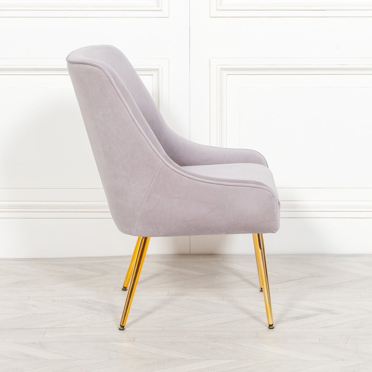 Light Grey Velvet Wingback Chair with Gold Legs Chair CasaFenix