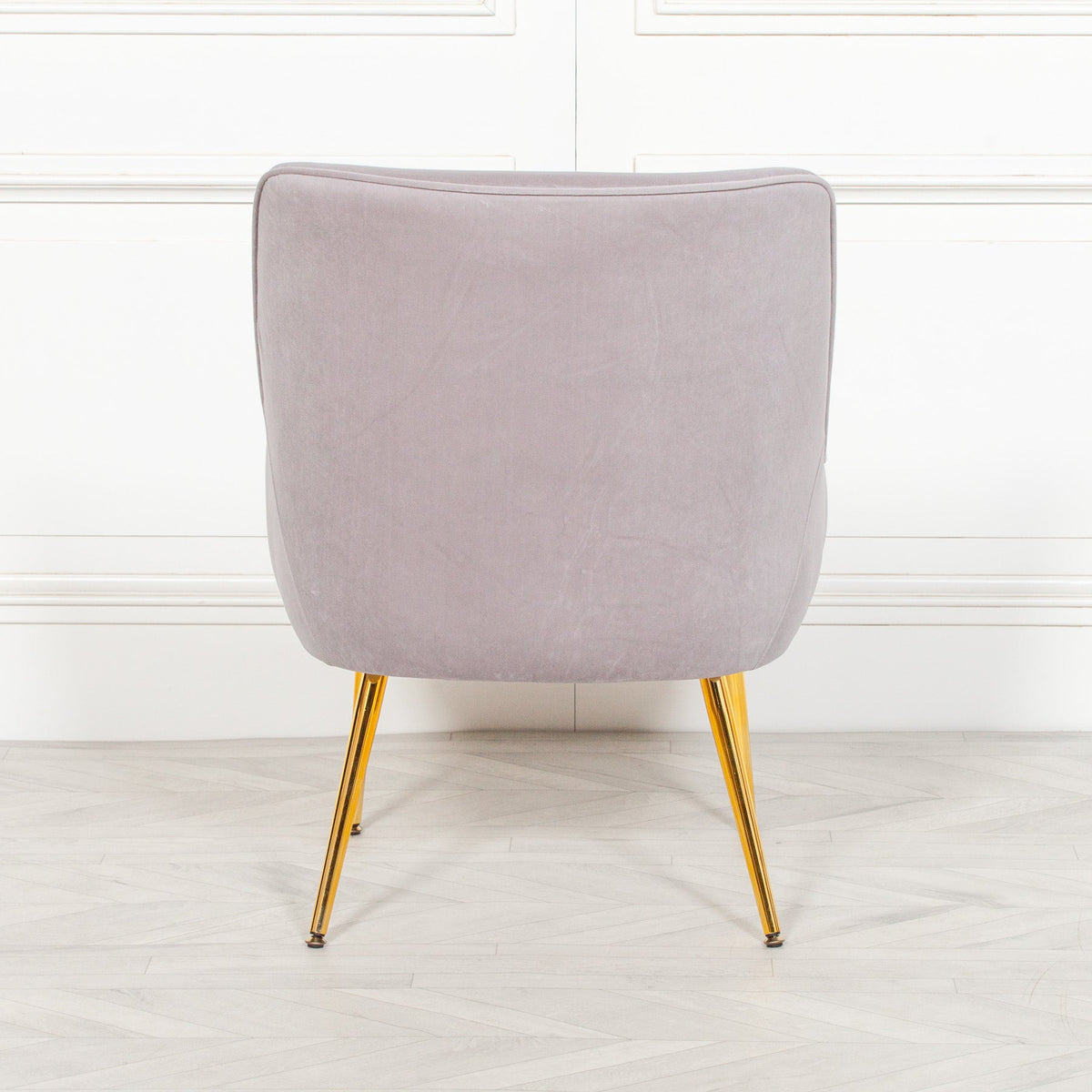 Light Grey Velvet Wingback Chair with Gold Legs Chair CasaFenix