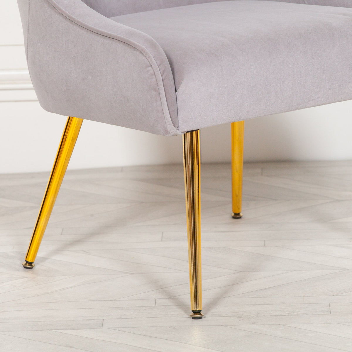 Light Grey Velvet Wingback Chair with Gold Legs Chair CasaFenix
