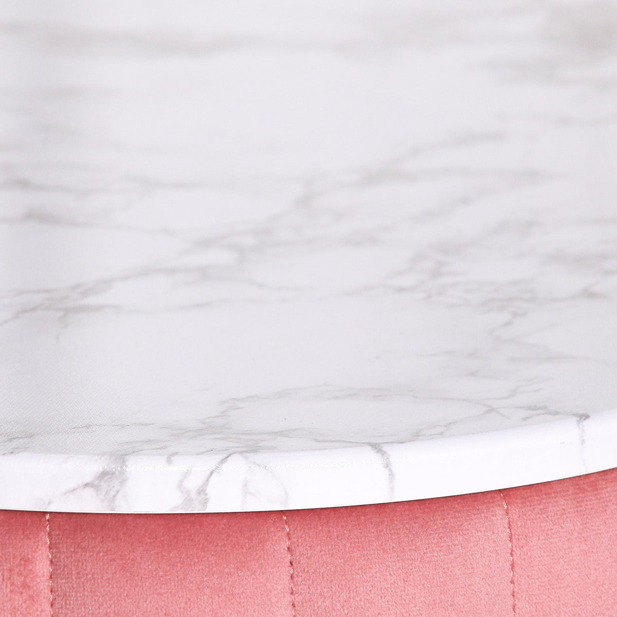 Pink Ribbed Velvet Dressing Table with Marble-Effect Top & Gold Base — 121cm Dressing Table CasaFenix