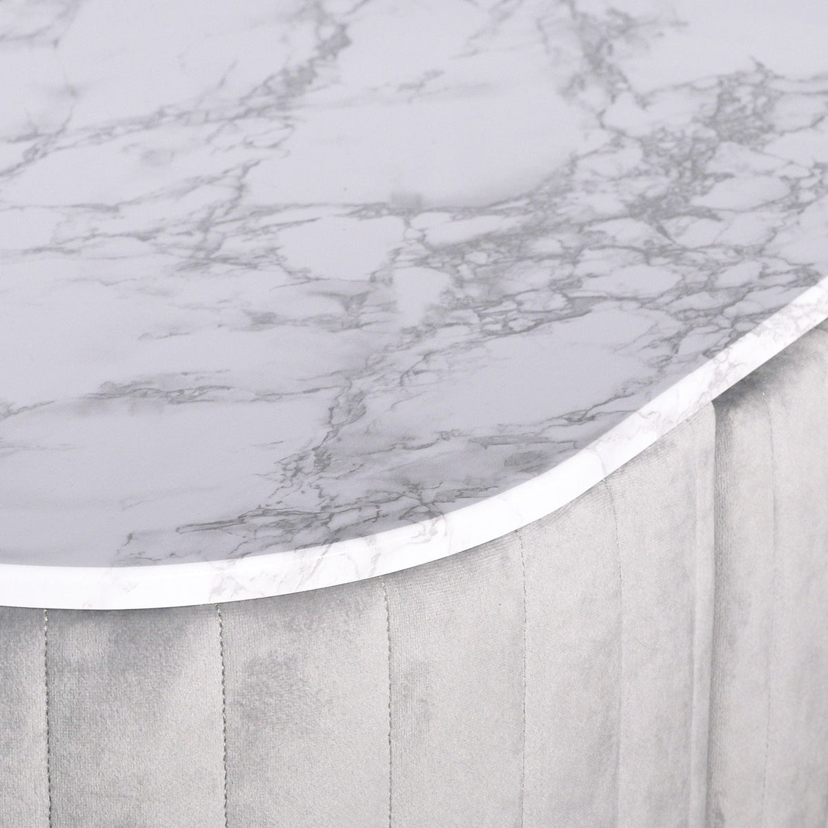 Grey Ribbed Velvet Dressing Table with Marble-Effect Top & Gold Base — 121cm Dressing Table CasaFenix