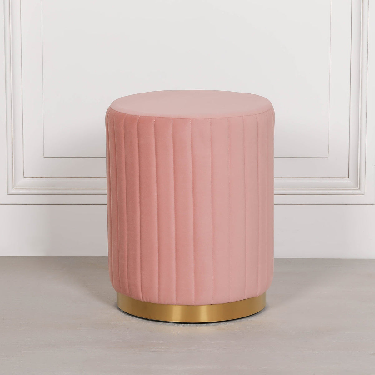 Pink Velvet Round Stool stool CasaFenix