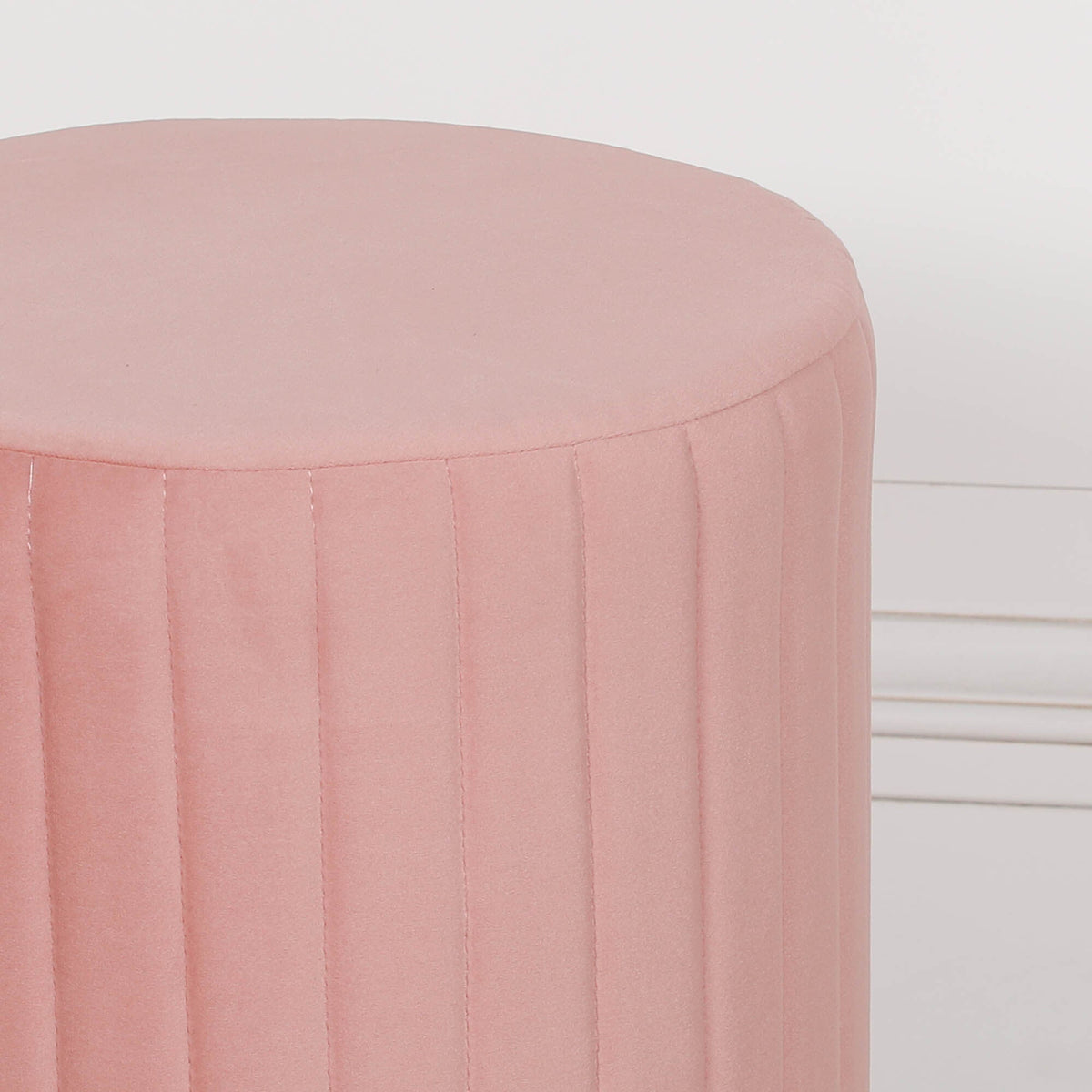 Pink Velvet Round Stool stool CasaFenix