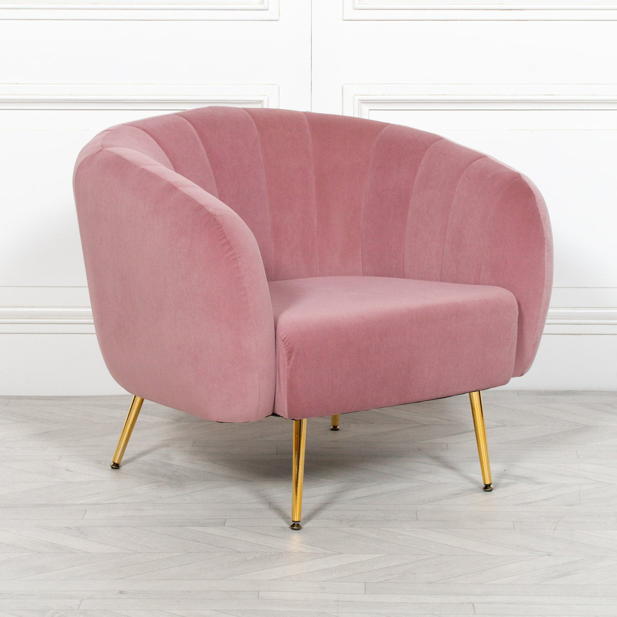 Pink Velvet Armchair with Gold Legs — Wide Occasional Chair Chair CasaFenix