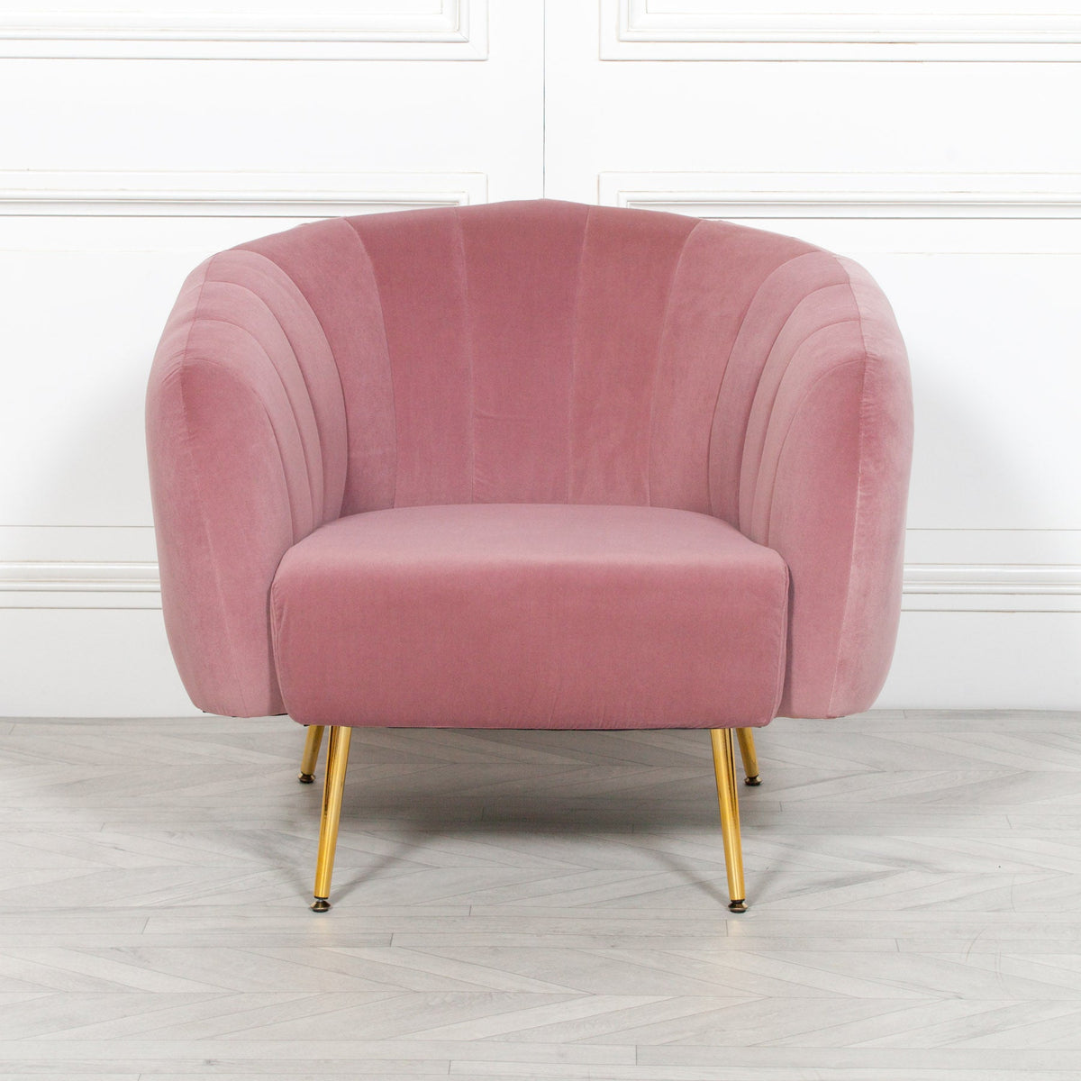 Pink Velvet Armchair with Gold Legs — Wide Occasional Chair Chair CasaFenix