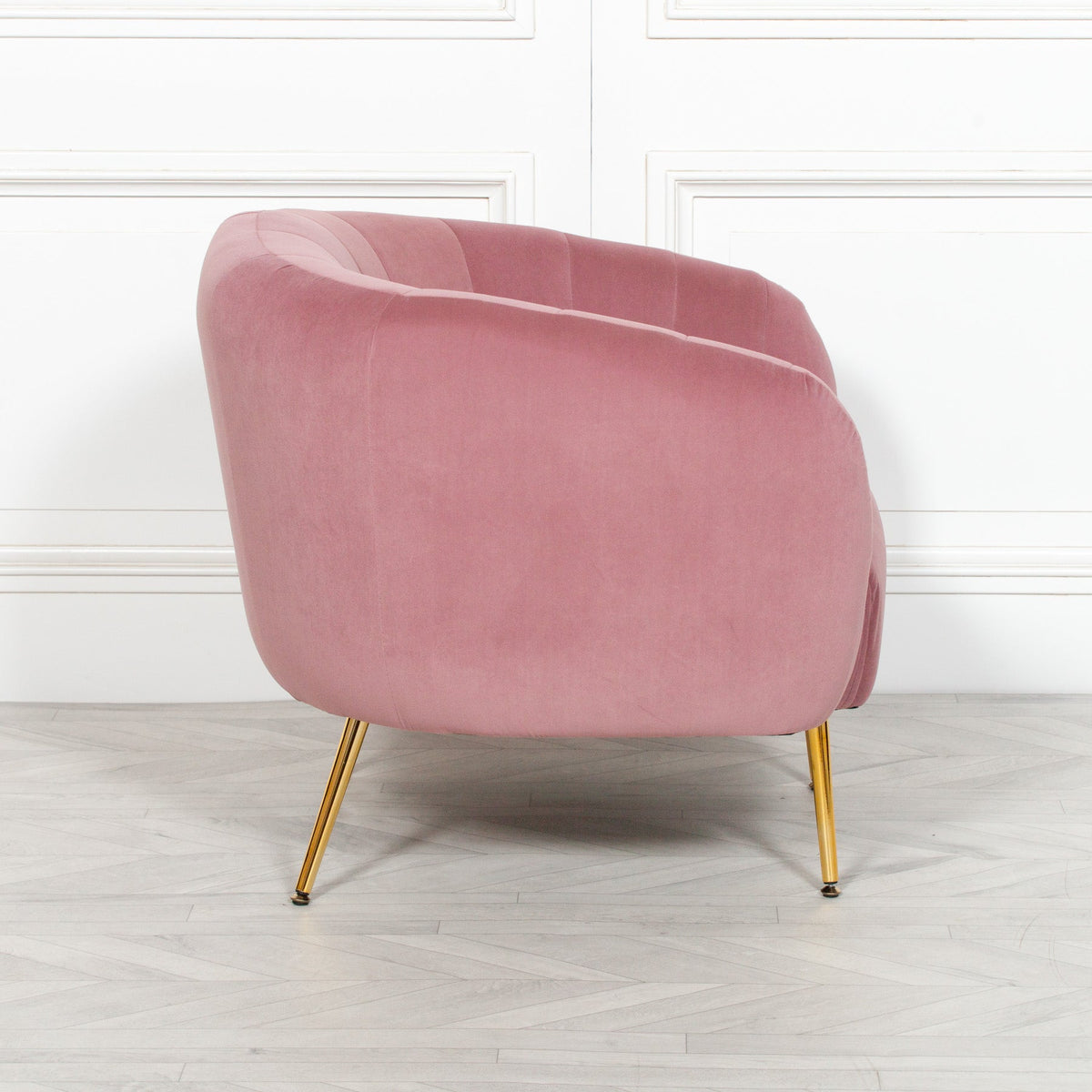 Pink Velvet Armchair with Gold Legs — Wide Occasional Chair Chair CasaFenix