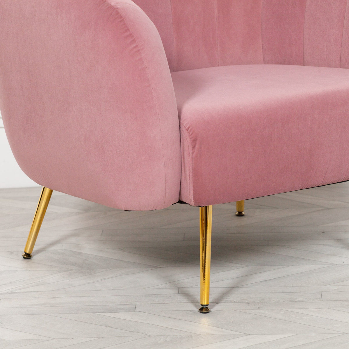 Pink Velvet Armchair with Gold Legs — Wide Occasional Chair Chair CasaFenix