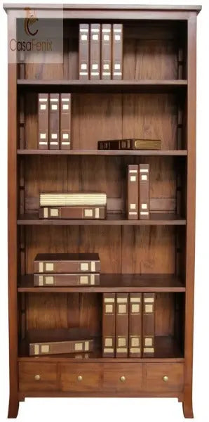 Alice Collection 4 Drawer Large Solid Mahogany Bookcase 4 Adjustable Shelves CasaFenix
