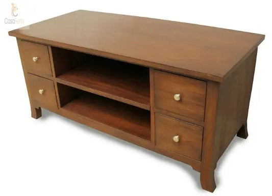 Alice Collection Solid Mahogany Straight TV Unit - CasaFenix