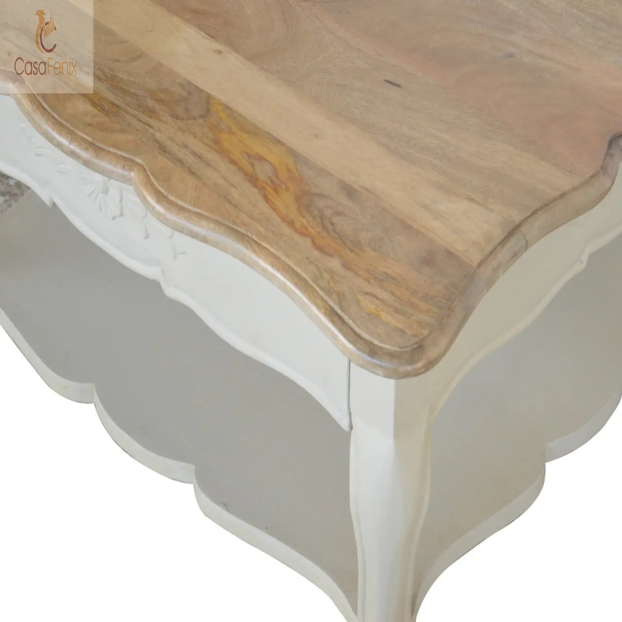 Amberly Carved Coffee Table 100% solid mango wood - CasaFenix