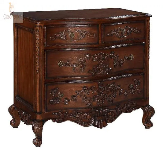 Amboise Large 4 Drawer Rococo Shaped Chest Solid Mahogany Bedroom Storage CasaFenix
