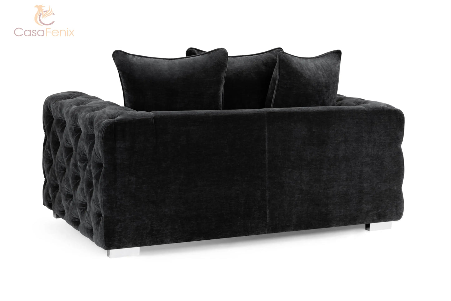 Ankara Plush Button Fabric Sofa in Silver or Slate Grey 2, 3 Seat, 4 Seat Corner Settee Footstool Sofa CasaFenix