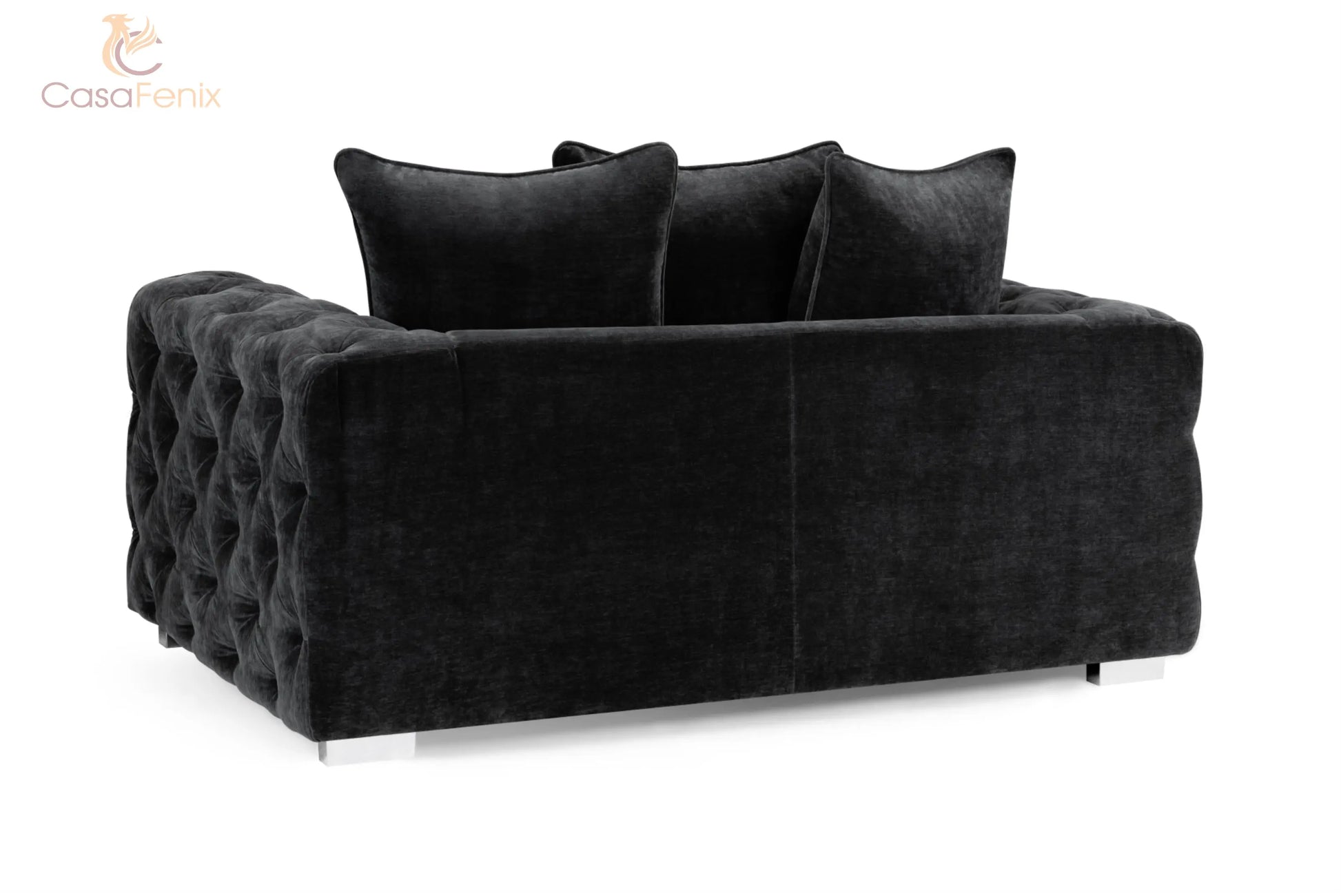 Ankara Plush Button Fabric Sofa in Silver or Slate Grey 2, 3 Seat, 4 Seat Corner Settee Footstool Sofa CasaFenix