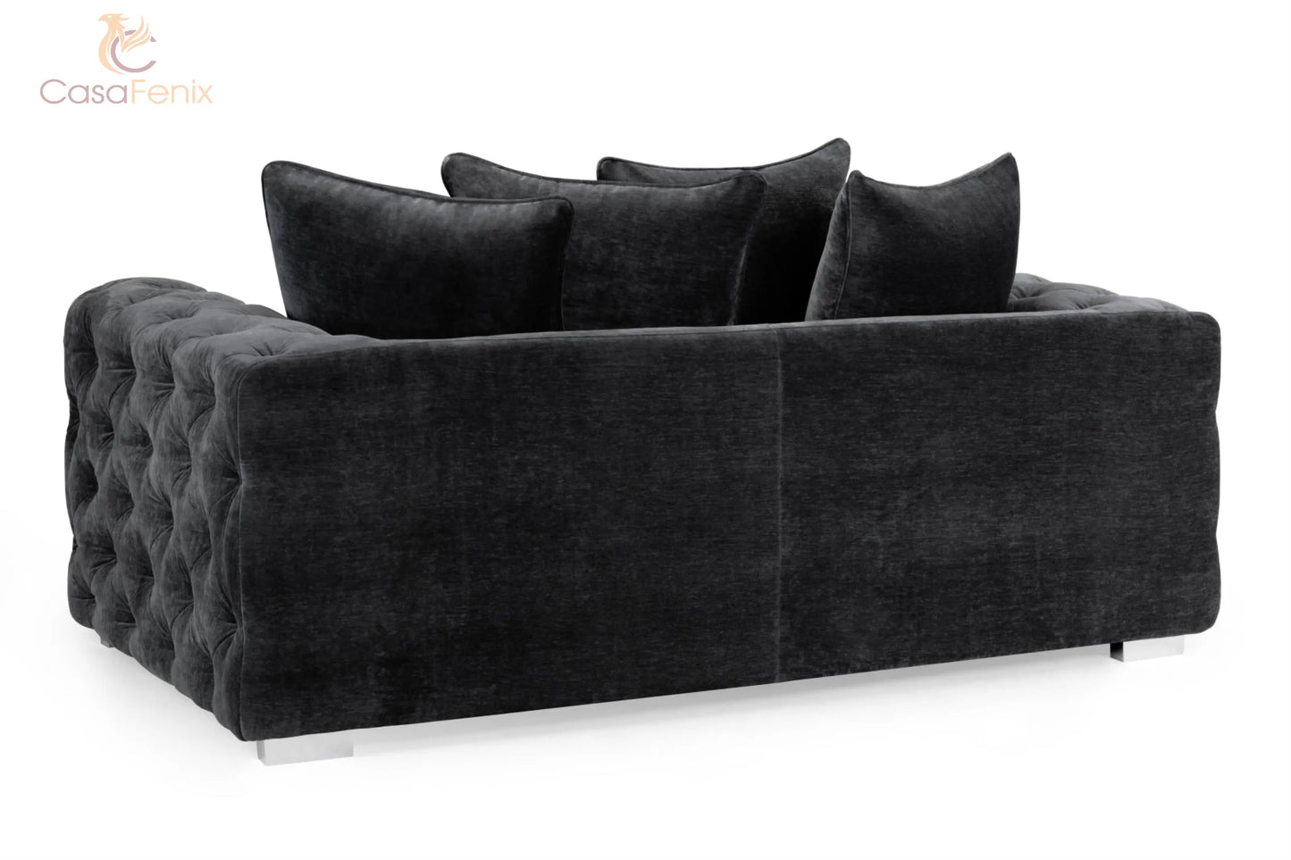Ankara Plush Button Fabric Sofa in Silver or Slate Grey 2, 3 Seat, 4 Seat Corner Settee Footstool Sofa CasaFenix