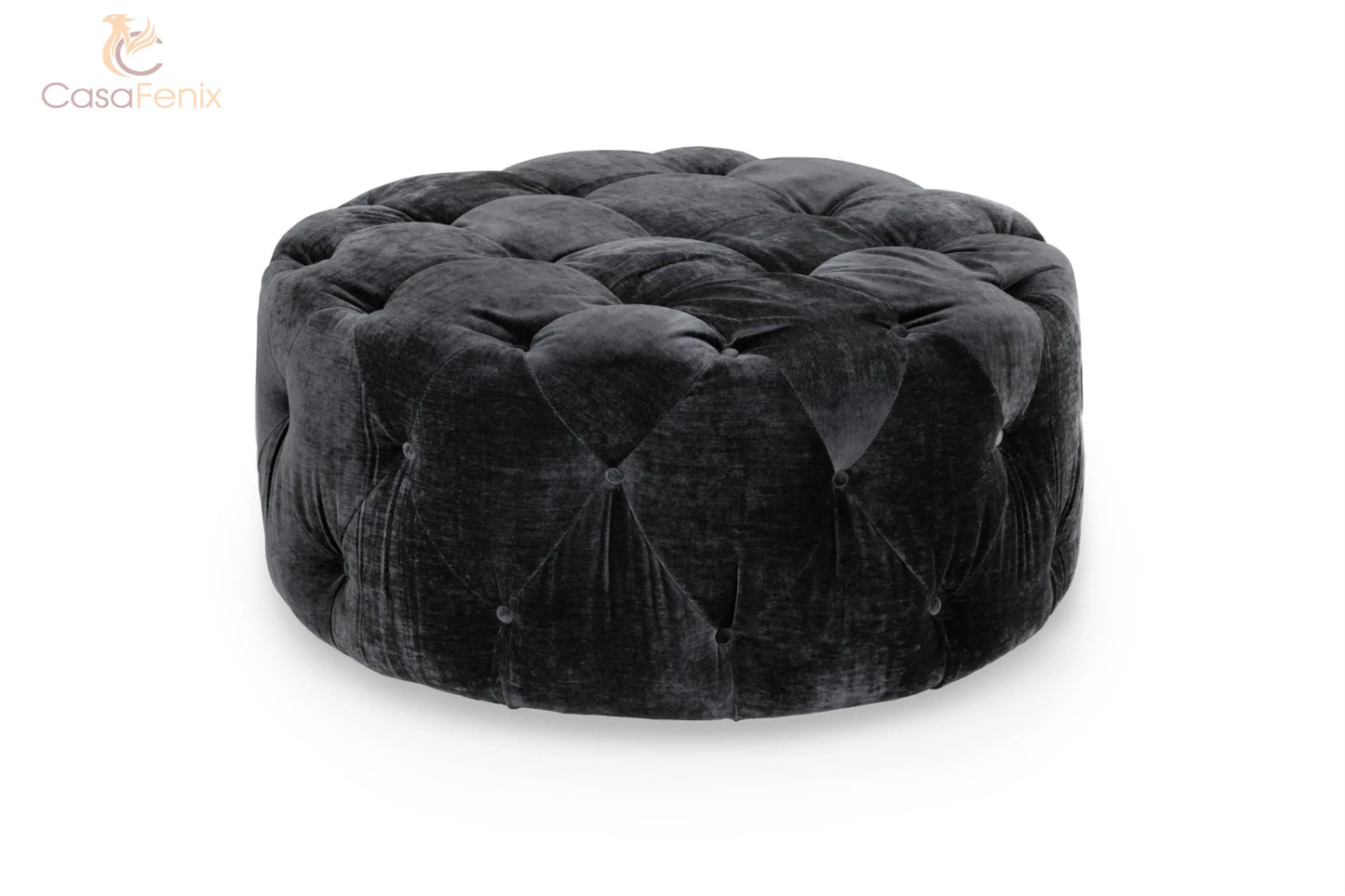 Ankara Plush Button Fabric Sofa in Silver or Slate Grey 2, 3 Seat, 4 Seat Corner Settee Footstool Sofa CasaFenix