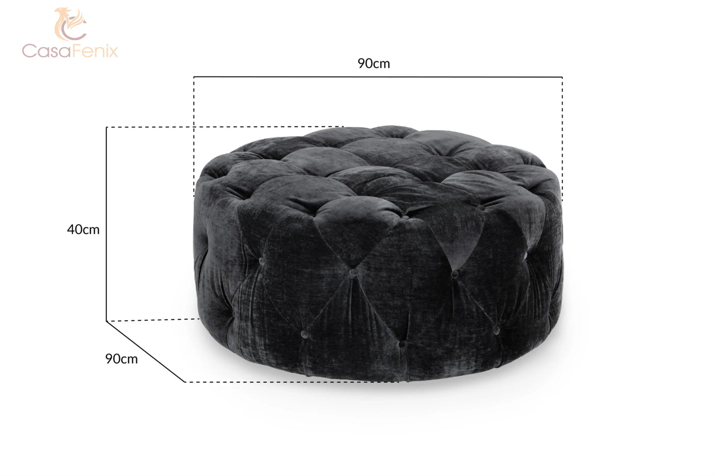 Ankara Plush Button Fabric Sofa in Silver or Slate Grey 2, 3 Seat, 4 Seat Corner Settee Footstool Sofa CasaFenix
