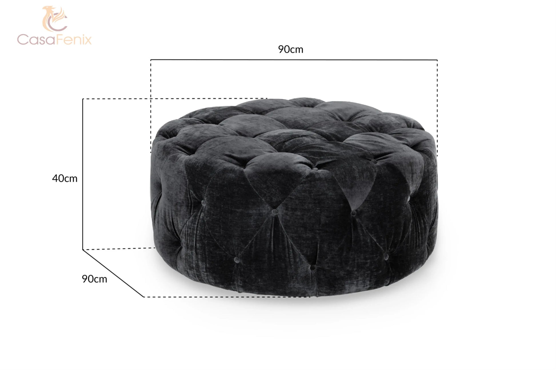 Ankara Plush Button Fabric Sofa in Silver or Slate Grey 2, 3 Seat, 4 Seat Corner Settee Footstool Sofa CasaFenix