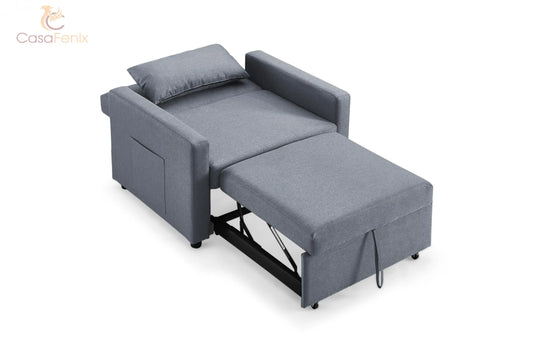 Aria 1 Seater Sofabed Fabric Single Sofa Chair. Blue, Grey, Mocca, or Teal coloured fabric. Sofa CasaFenix
