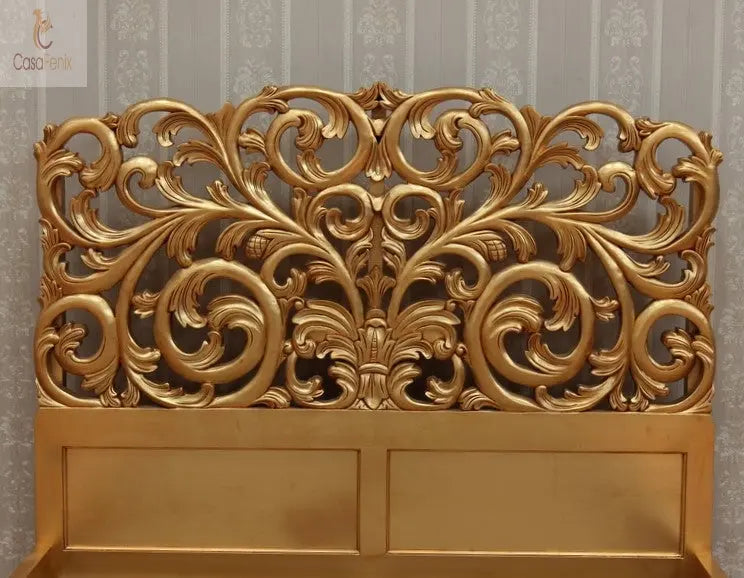 Art Nouveau Style Heavily Carved Mahogany Rococo Bed Low Foot Board Premium Range - CasaFenix