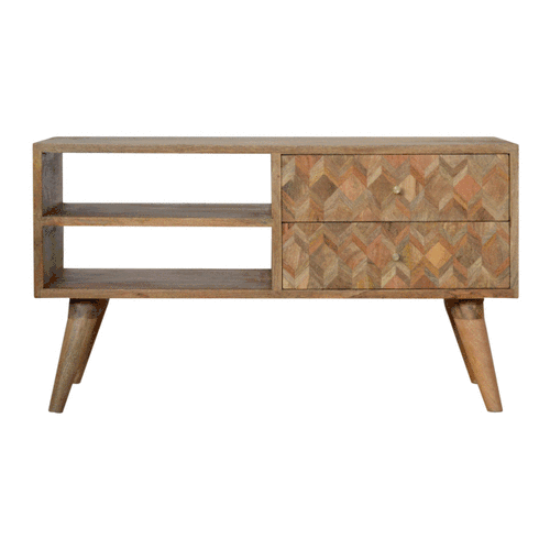 Assorted Oak-ish Media Unit 2 Drawer TV Stand - CasaFenix
