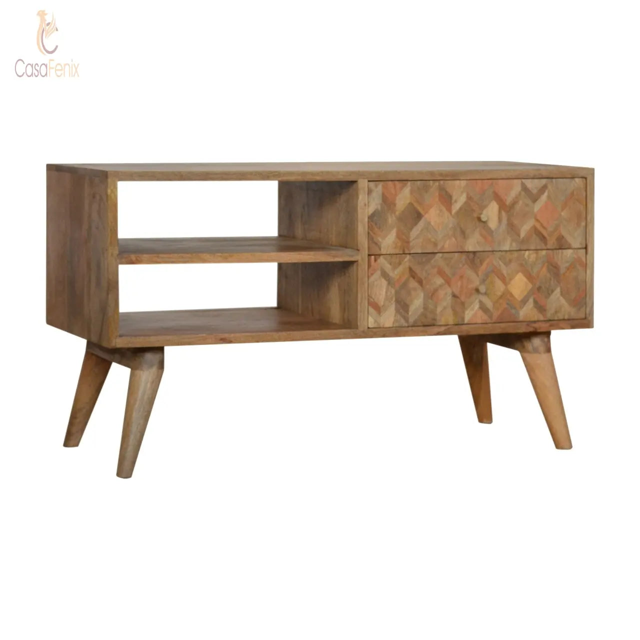 Assorted Oak-ish Media Unit 2 Drawer TV Stand - CasaFenix