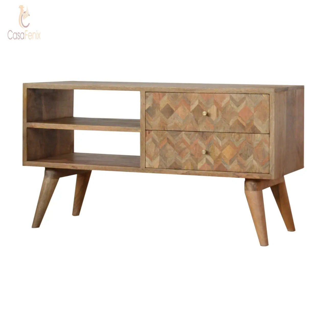 Assorted Oak-ish Media Unit 2 Drawer TV Stand - CasaFenix