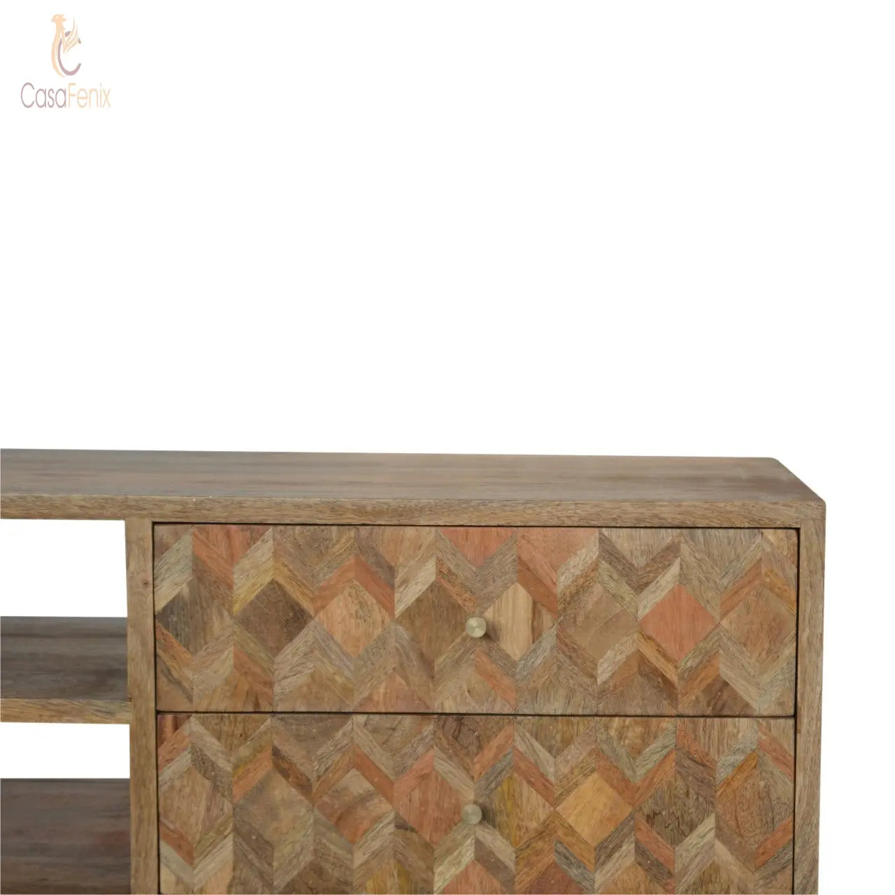 Assorted Oak-ish Media Unit 2 Drawer TV Stand - CasaFenix