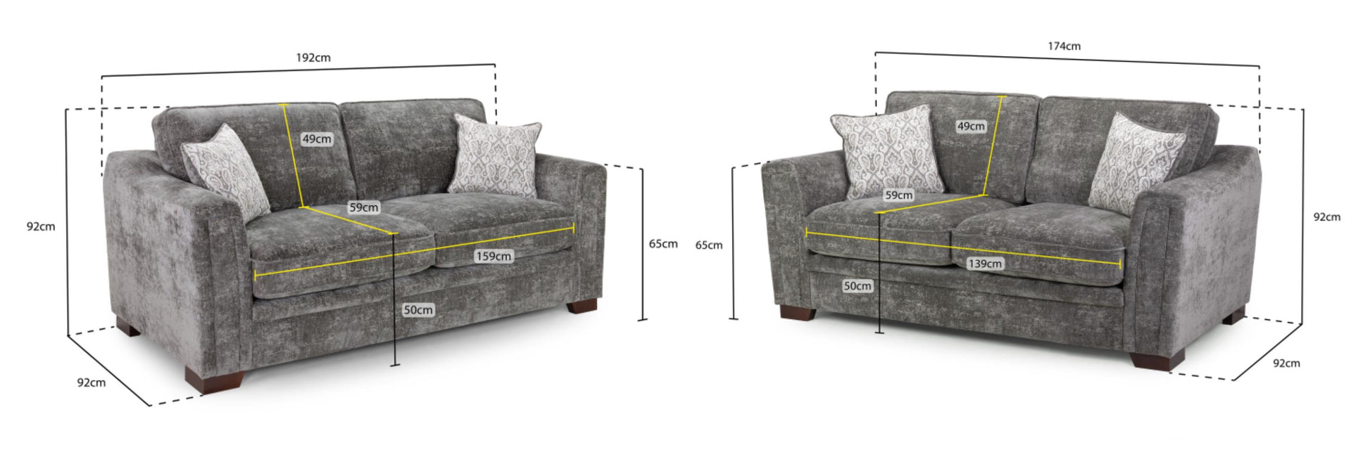 Astrid Plush Button Fabric Sofa in Silver or Slate Grey 2, 3 Seat, 4 Seat Corner Settee Footstool (Copy) Sofa CasaFenix
