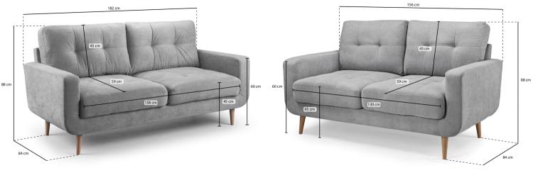 Aurora Plush Fabric Sofa in Grey available in 2, 3 Seat and Footstool (Copy) Sofa CasaFenix