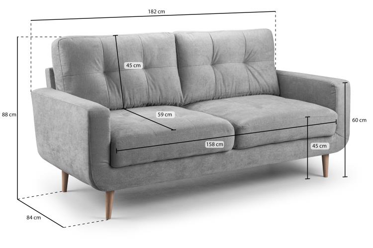 Aurora Plush Fabric Sofa in Grey available in 2, 3 Seat and Footstool (Copy) Sofa CasaFenix
