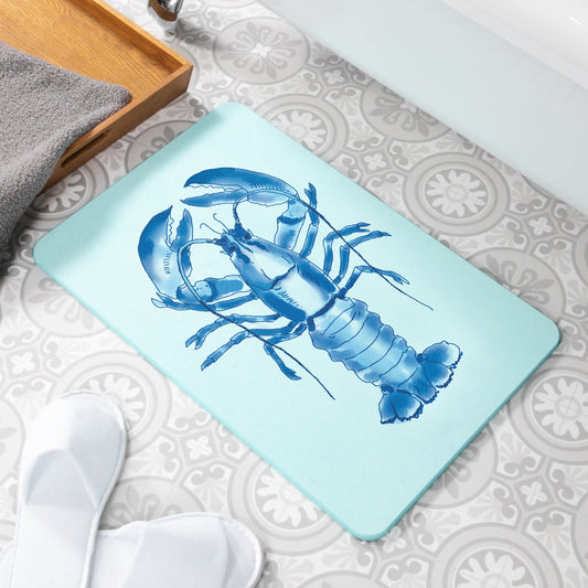 Lobster Blue Stone Anti-Mould Non Slip Bath Mat Rug. 60x39cm Bath Mat CasaFenix