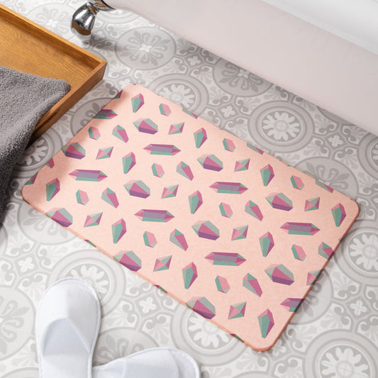 Crystals Pink Stone Anti-Mould Non Slip Bath Mat Rug. 60x39cm Bath Mat CasaFenix