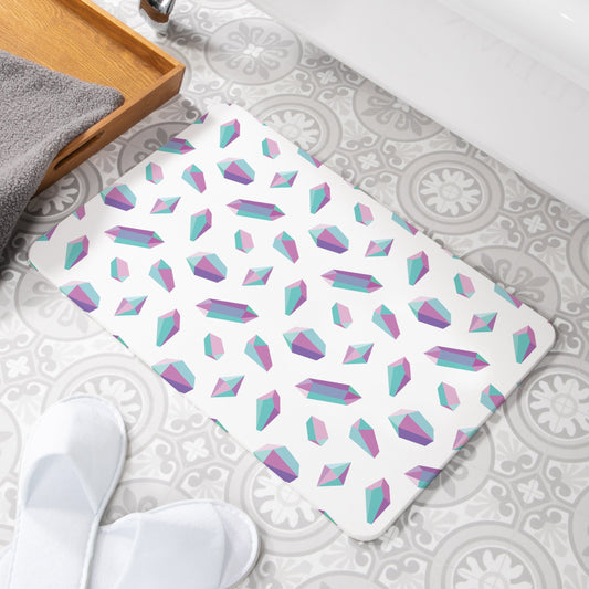 Crystals White Stone Anti-Mould Non Slip Bath Mat Rug. 60x39cm Bath Mat CasaFenix