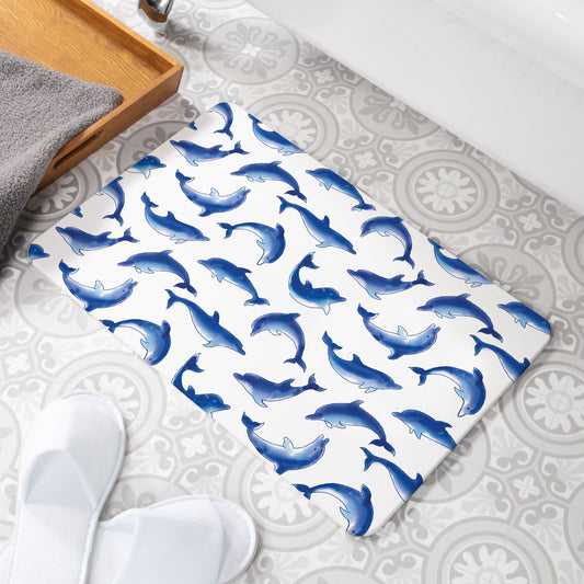 Dolphins White Stone Anti-Mould Non Slip Bath Mat Rug. 60x39cm Bath Mat CasaFenix