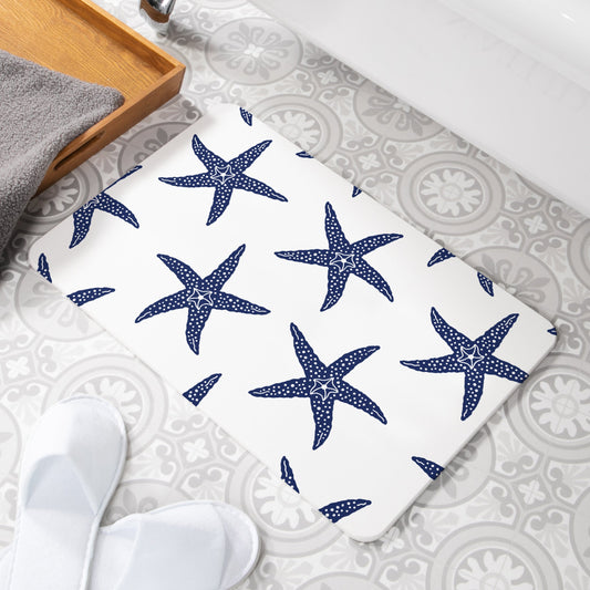 Starfish White Stone Anti-Mould Non Slip Bath Mat Rug. 60x39cm Bath Mat CasaFenix