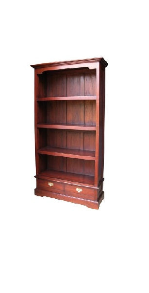 2 Drawer Large Mahogany Bookcase 3 Fixed Shelves Bookcase CasaFenix