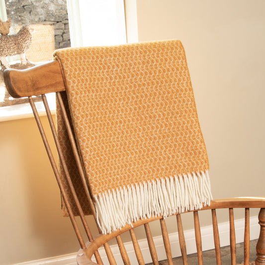 Hoop Pattern Mustard Wool Blanket 200 x 140cm - CasaFenix