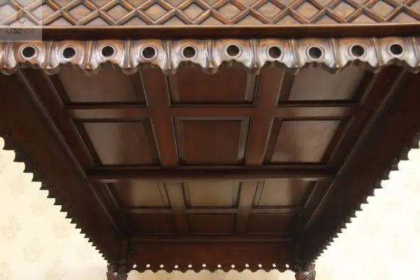 Barley Twist Tudor Style Heavily Carved Solid Mahogany Bed Premium Range - CasaFenix