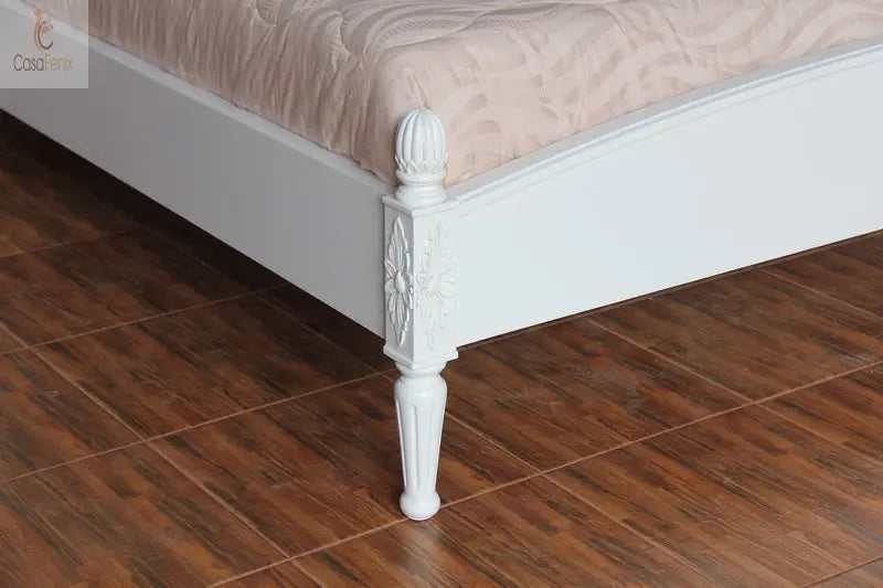 Beautiful Colonial Style Rattan Bed Solid Mahogany With a Low Foot Board Premium Range - CasaFenix