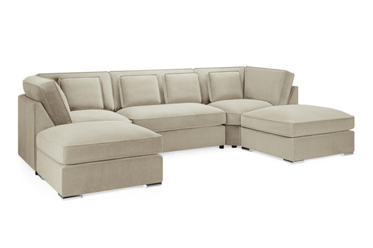 Belgravia Fabric U Shaped Corner Sofa in Beige Sofa CasaFenix