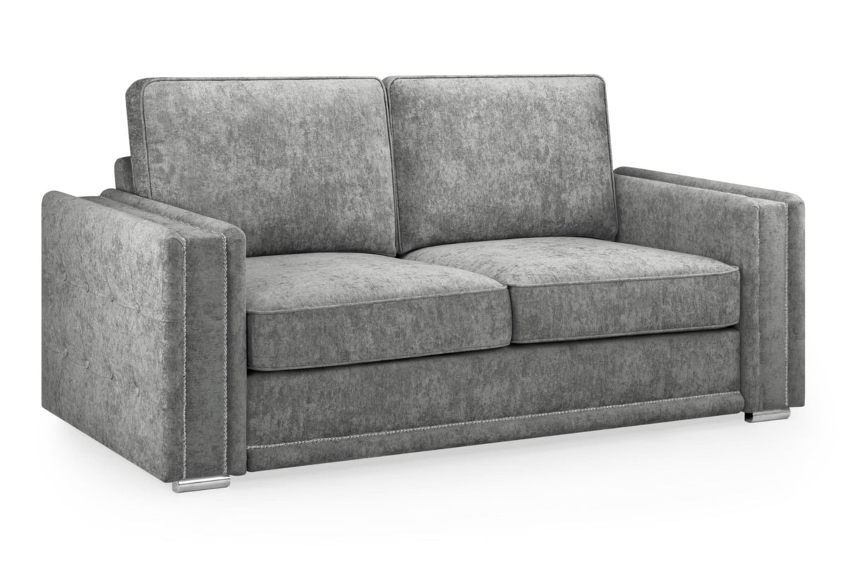 Bentley Plush Button Fabric Sofa in Silver or Slate Grey 2, 3 Seat, 4 Seat Corner Settee Footstool (Copy) Sofa CasaFenix