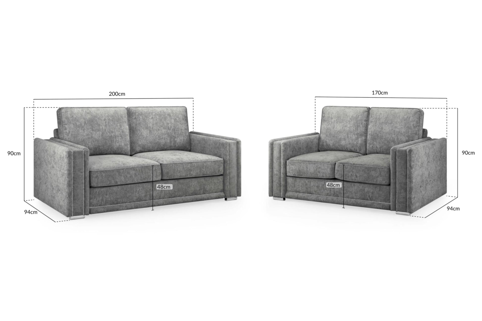 Bentley Plush Button Fabric Sofa in Silver or Slate Grey 2, 3 Seat, 4 Seat Corner Settee Footstool (Copy) Sofa CasaFenix
