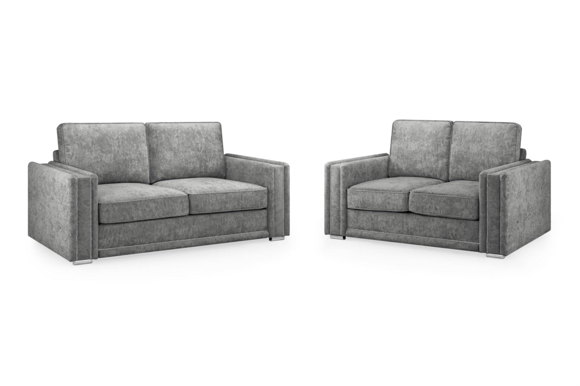 Bentley Plush Button Fabric Sofa in Silver or Slate Grey 2, 3 Seat, 4 Seat Corner Settee Footstool (Copy) Sofa CasaFenix